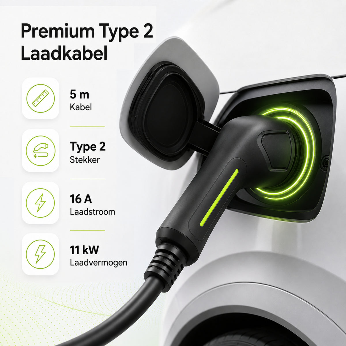 Premium Type 2 laadkabel 11 kW 16A 3-fase 5 meter