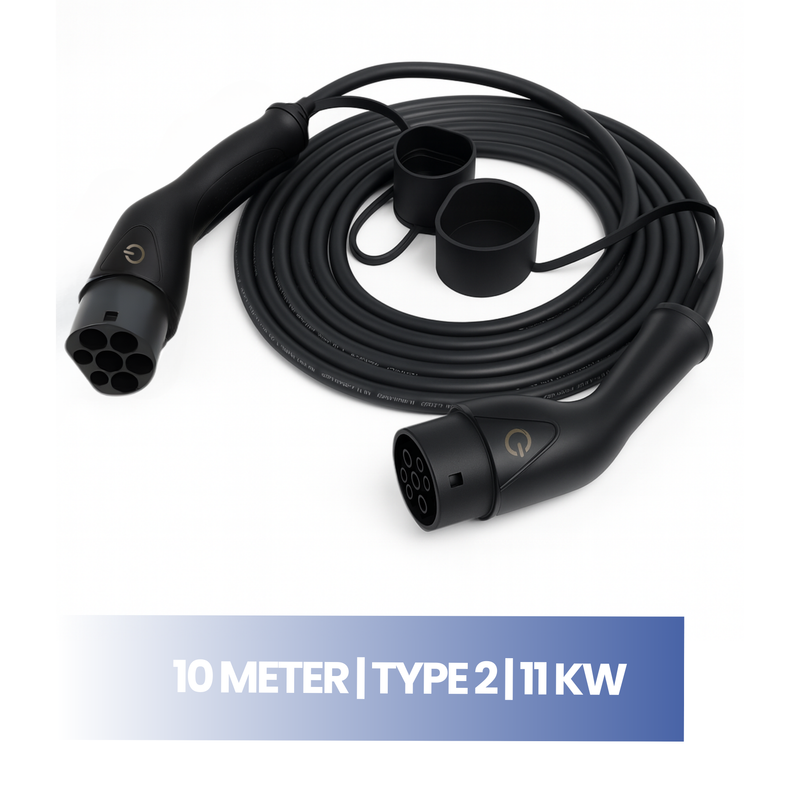 Type 2 laadkabel auto | laadkabel elektrische auto | 11 kW | 16A 3-fase | 10 meter | voor openbare laadpaal en thuislader | waterdicht | met opbergtas-1