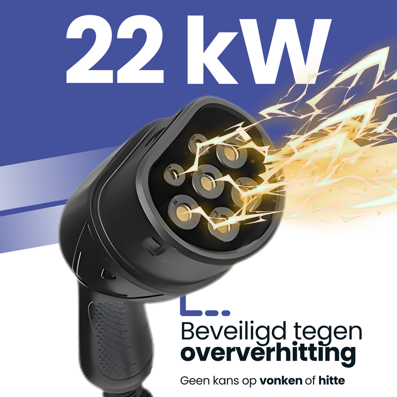 Type 2 laadkabel elektrische auto | EV laadkabel | 22 kW | 32A 3-fase | 10 meter | voor snelladen en openbare laadpaal | waterdicht | met opbergtas-8