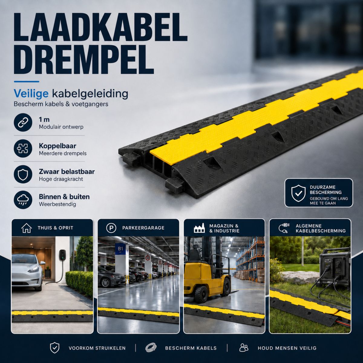 Vevor kabeldrempel 100 cm voor laadkabel op de oprit