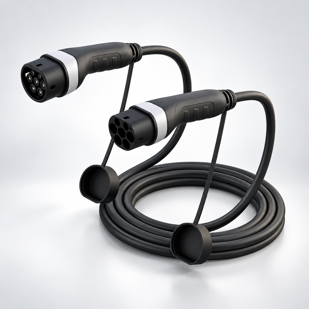 Feyree Type 2 verlengkabel 5 meter, opgerold met beide stekkers
