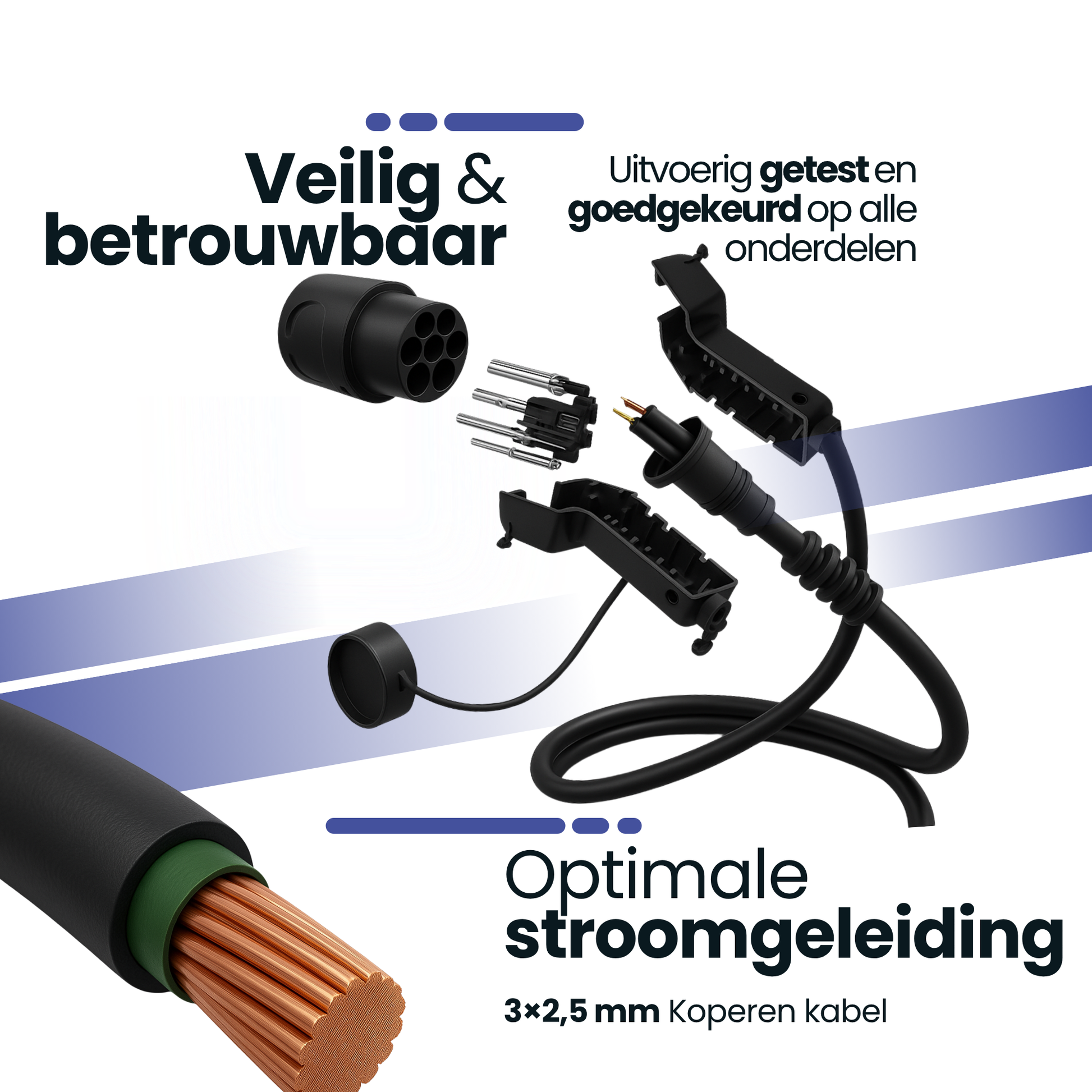 Type 2 laadkabel auto | laadkabel elektrische auto | 7,4 kW | 32A 1-fase | 10 meter | voor thuislader en sneller laden | waterdicht | met opbergtas-5