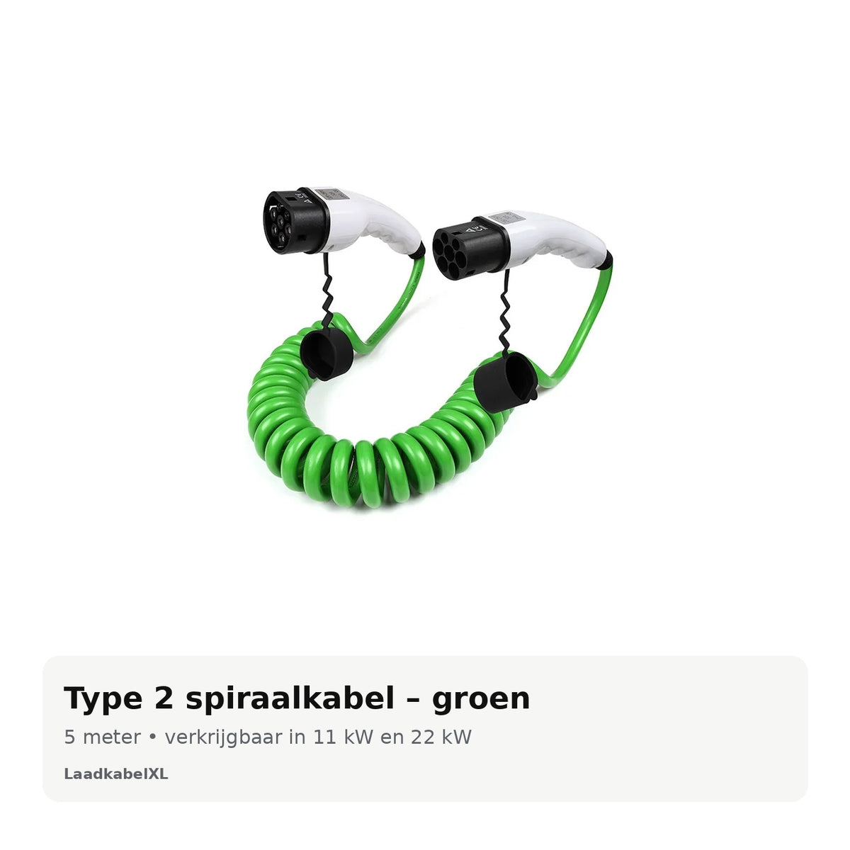 Groene Type 2 spiraal laadkabel 5 meter 11 kW 22 kW